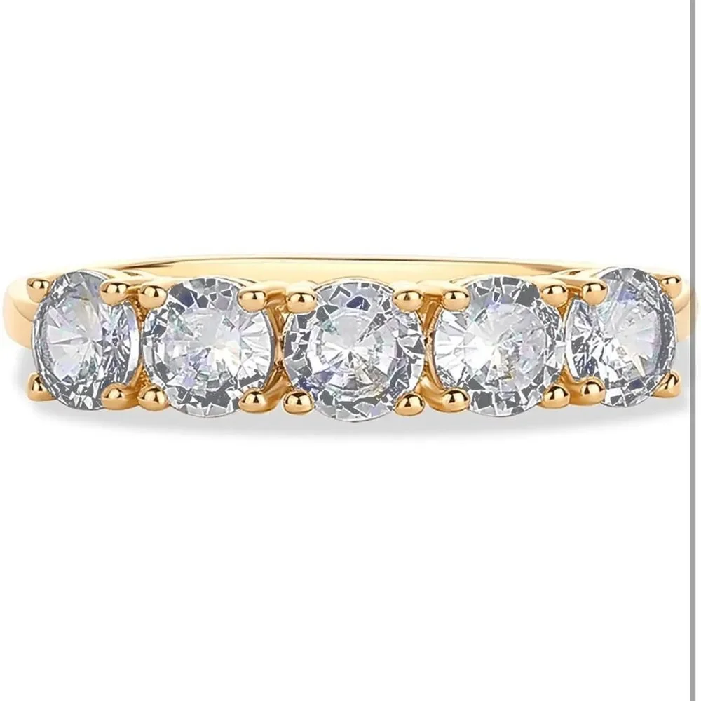14k Gold Plated Paved Engagement Ring Band